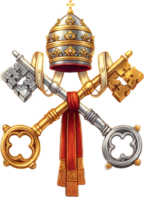 Vatikano simboliai — kryžiuočių raktai ir tiara
